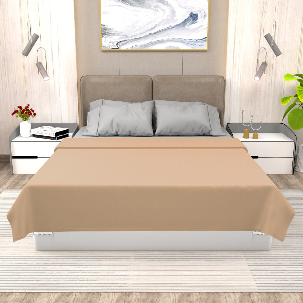 buy beige winter double bed blanket - front view